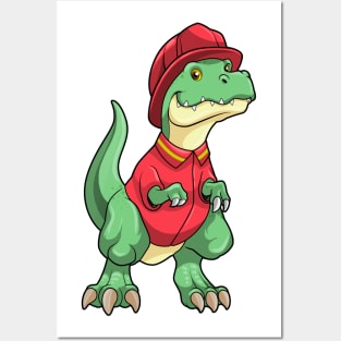Dinosaur Firefighter Fire helmet Posters and Art